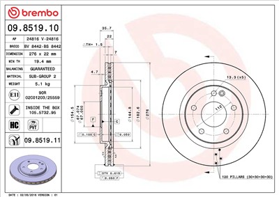 BREMBO 09.8519.11 EAN: 8020584031094.