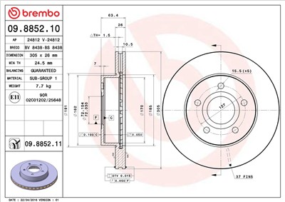 BREMBO 09.8852.11 EAN: 8020584025772.