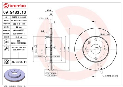 BREMBO 09.9483.11 EAN: 8020584211922.