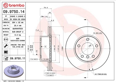 BREMBO 09.9750.11 EAN: 8020584024751.