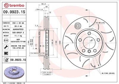 BREMBO 09.9923.1S EAN: 8020584342145.