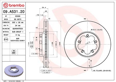 BREMBO 09.A531.20 EAN: 8020584033609.