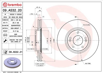 BREMBO 09.A532.20 EAN: 8020584028506.