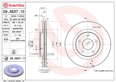 BREMBO 09.A637.11 EAN: 8020584210703.