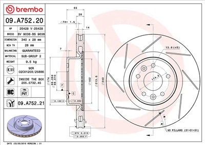 BREMBO 09.A752.21 EAN: 8020584219782.