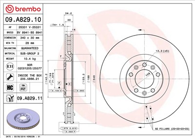 BREMBO 09.A829.11 EAN: 8020584036099.