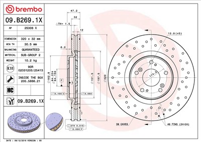 BREMBO 09.B269.1X EAN: 8020584225479.