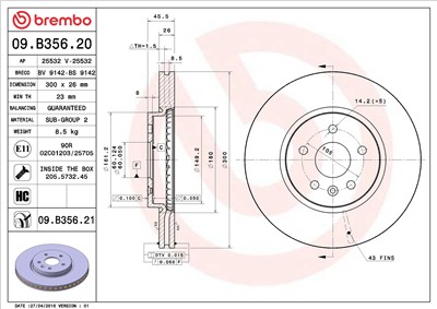 BREMBO 09.B356.21 EAN: 8020584217948.