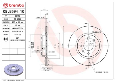 BREMBO 09.B594.10 EAN: 8020584037652.