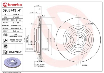 BREMBO 09.B743.41 EAN: 8020584037591.