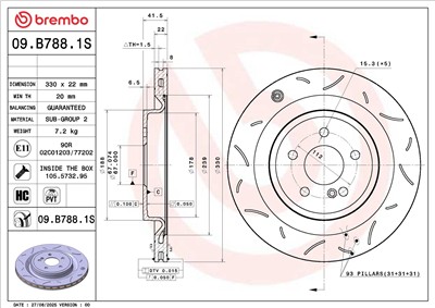 BREMBO 09.B788.1S EAN: 8020584346396.