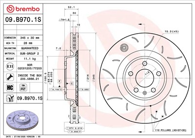 BREMBO 09.B970.1S EAN: 8020584346433.