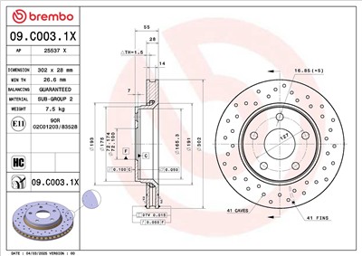 BREMBO 09.C003.1X EAN: 8020584343289.