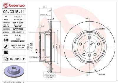 BREMBO 09.C315.11 EAN: 8020584221044.