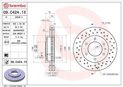 BREMBO 09.C424.1X EAN: 8020584319741.