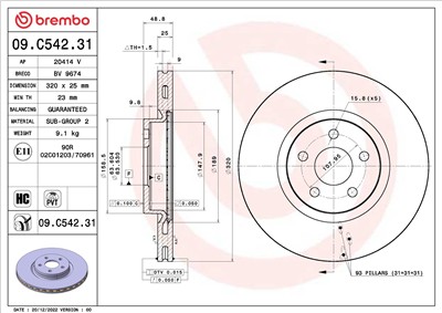 BREMBO 09.C542.31 EAN: 8020584323687.