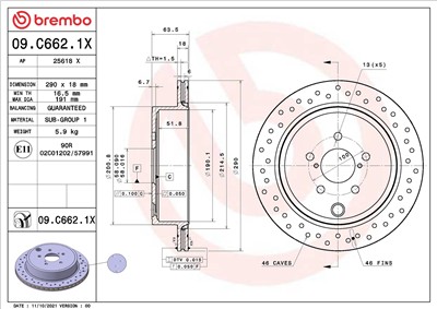 BREMBO 09.C662.1X EAN: 8020584319390.