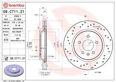 BREMBO 09.C711.21 EAN: 8020584317662.