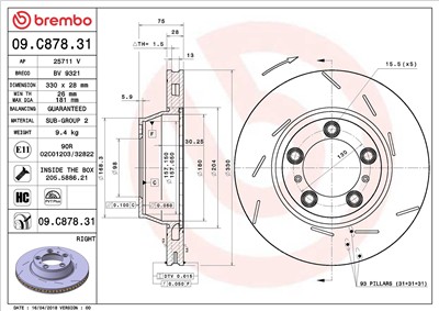 BREMBO 09.C878.31 EAN: 8020584232415.