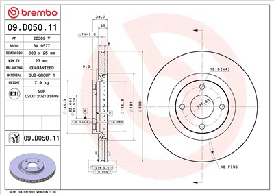 BREMBO 09.D050.11 EAN: 8020584319130.