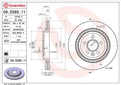 BREMBO 09.D393.11 EAN: 8020584234686.