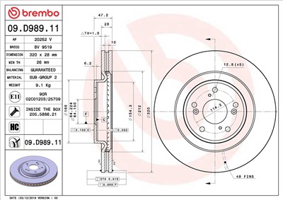 BREMBO 09.D989.11 EAN: 8020584313350.