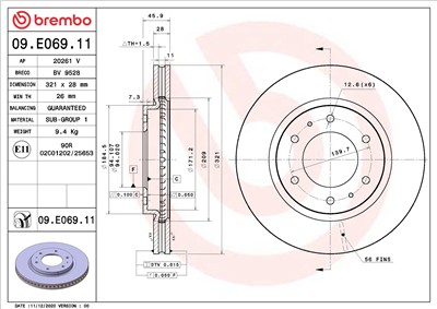 BREMBO 09.E069.11 EAN: 8020584313497.