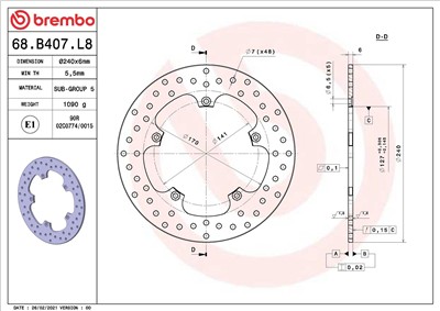 BREMBO 68B407L8 EAN: 8020584621912.