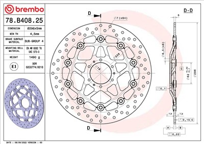 BREMBO 78B40825 EAN: 8020584622353.