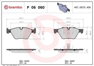 BREMBO P 06 060 Číslo výrobce: 23794. EAN: 8020584090244.