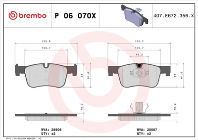 BREMBO P 06 070X Číslo výrobce: 25506. EAN: 8020584068618.