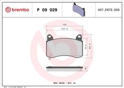 BREMBO P 09 029 Číslo výrobce: 26152. EAN: 8020584119006.