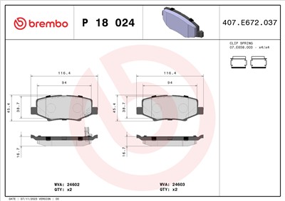 BREMBO P 18 024 Číslo výrobce: 24602. EAN: 8020584102916.