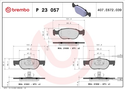 BREMBO P 23 057 Číslo výrobce: 21930. EAN: 8020584051276.