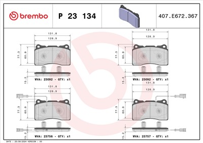BREMBO P 23 134 Číslo výrobce: 23092. EAN: 8020584102954.