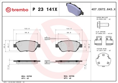 BREMBO P 23 141X Číslo výrobce: 23705. EAN: 8020584121481.