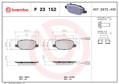 BREMBO P 23 152 Číslo výrobce: 23811. EAN: 8020584109908.
