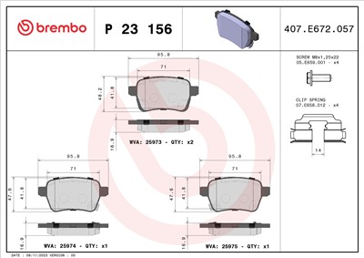 BREMBO P 23 156 Číslo výrobce: 25973. EAN: 8020584112182.