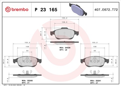 BREMBO P 23 165 Číslo výrobce: 22240. EAN: 8020584081013.