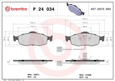 BREMBO P 24 034 Číslo výrobce: 21394. EAN: 8020584052068.