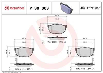 BREMBO P 30 003 Číslo výrobce: 21553. EAN: 8020584052730.