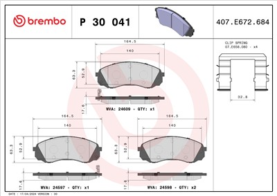 BREMBO P 30 041 Číslo výrobce: 24597. EAN: 8020584060797.