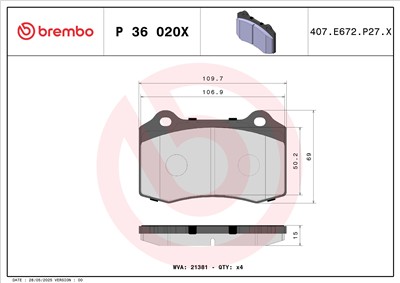 BREMBO P 36 020X Číslo výrobce: 21381. EAN: 8020584068892.