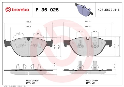 BREMBO P 36 025 Číslo výrobce: 24474. EAN: 8020584103166.