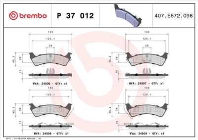 BREMBO P 37 012 Číslo výrobce: 24506. EAN: 8020584091142.