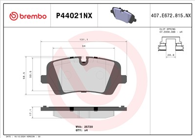 BREMBO P44021NX Číslo výrobce: 25720. EAN: 8020584131350.