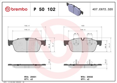 BREMBO P 50 102 Číslo výrobce: 25531. EAN: 8020584104743.