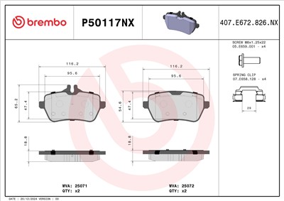 BREMBO P50117NX Číslo výrobce: 25071. EAN: 8020584130896.