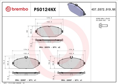 BREMBO P50124NX Číslo výrobce: 22076. EAN: 8020584131466.