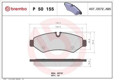BREMBO P 50 155 Číslo výrobce: 20747. EAN: 8020584116586.